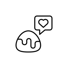 Love Mochi outline icons, minimalist vector illustration ,simple transparent graphic element .Isolated on white background