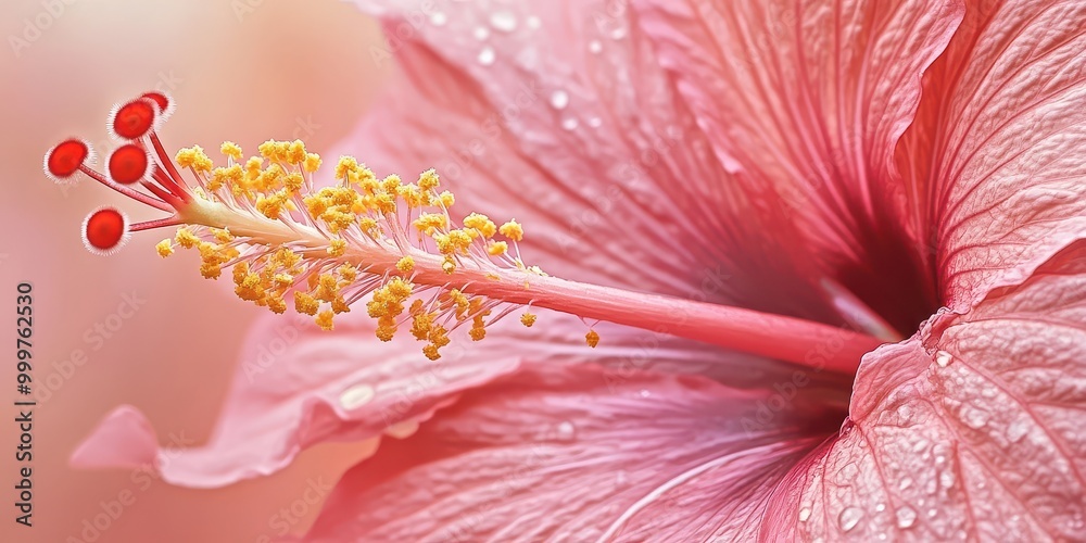 Wall mural Soft Close-Up of Hibiscus Petals with Delicate Details