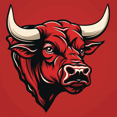Fototapeta premium Fierce Bull Head Vector Illustration for Tshirt Design