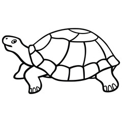 Wall Clock Silent - 10 inch - Side View of A Young Wild Tortoise Cartoon Cut Out - Vector Art - Tortoise