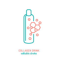 Collagen line icon. Connective tissue protein pictogram.