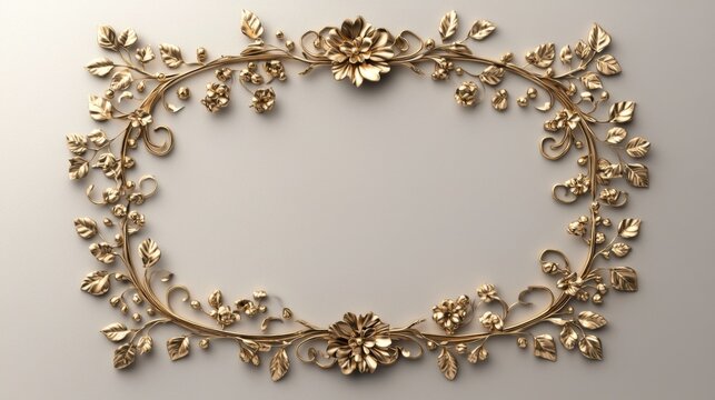 Elegant rectangular gold frame with inverted rounded corners, opulent border design perfect for invitations, isolated on a transparent background for versatile use.