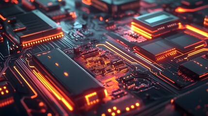 Fototapeta premium Abstract circuit board futuristic technology processing background. 