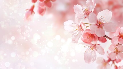 Sakura Blossoms Watercolor Frame, vibrant cherry blossoms in soft hues, delicate petals and branches create a serene atmosphere, ideal for elegant displays or invitations.