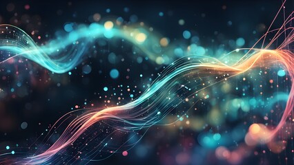 Fototapeta premium Abstract background with glowing lines and bokeh lights.