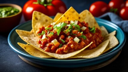  Deliciously stacked nachos with vibrant toppings