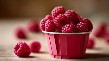  Deliciously tempting raspberries in a vibrant red cup