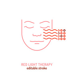 Red light therapy icon. Photobiomodulation sign in outline style.