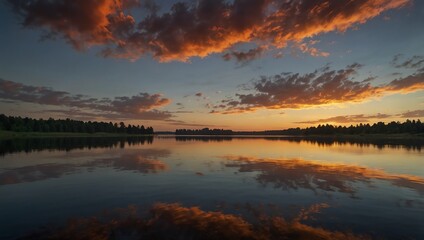 Obraz premium sunset over the lake