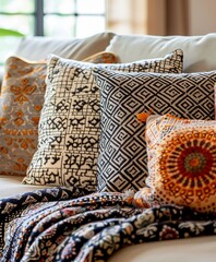 pillows on a bed