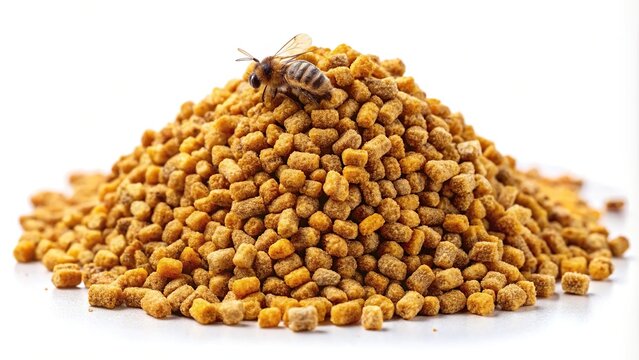 Granules of bee bread isolated on white background