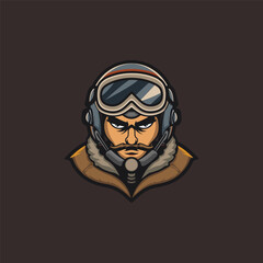 Modern Pilot logo design in Trendy Flat Style

