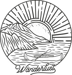 wanderlust mountain beach line art adventure t shirt design