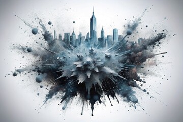Obraz premium Gray black paint splat on white background