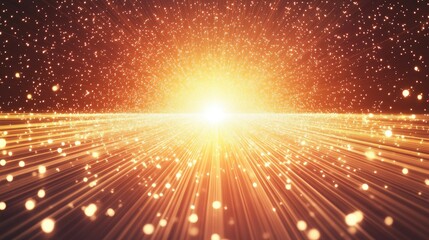 A radiant burst of light with particles, creating a sense of depth and energy.