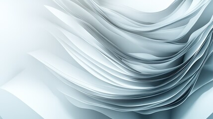 A soft, abstract design featuring flowing layers of paper-like textures in light tones.