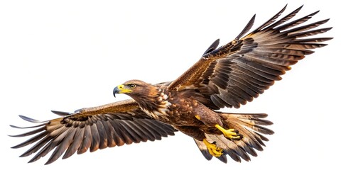 Obraz premium Greater Spotted Eagle flying in isolated white background