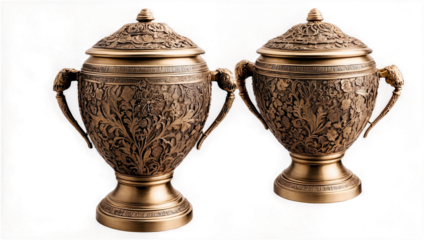 Ornate Brass Urn with Intricate Floral Design