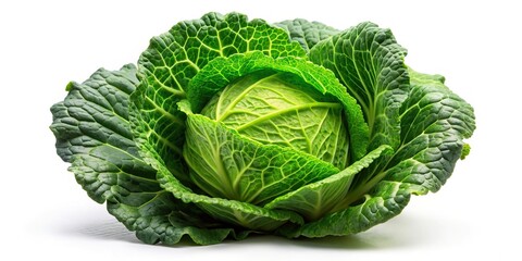 Fototapeta premium Green cabbage isolated on black background with copy space