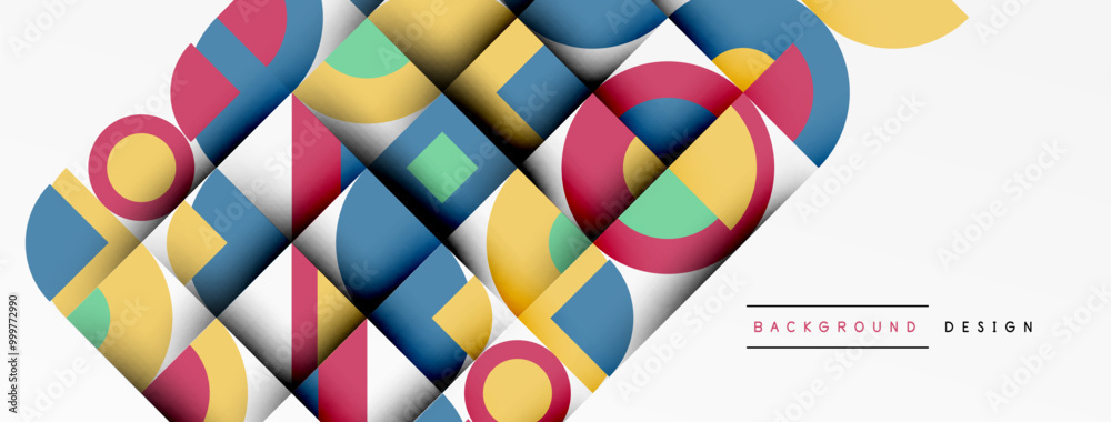 Poster geometric design abstract background - circles squares
