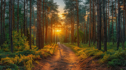 Fototapeta premium Early morning in the forest close up