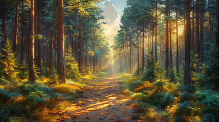 Obraz premium Early morning in the forest close up