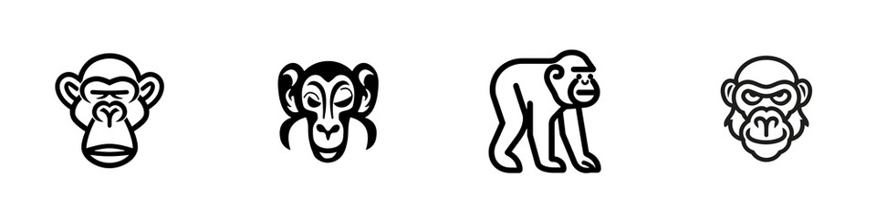 Fototapeta premium Stylized monkey illustrations in different poses, perfect for playful designs.