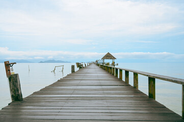 Fototapeta premium Wooden pier in Koh Mak island, Thailand