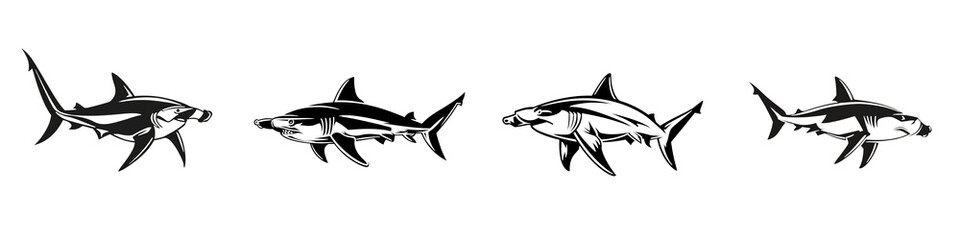 Stylized shark illustration on a white isolated background.