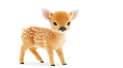 Obraz premium A charming 3D render of a cute deer fawn standing gracefully amidst a whimsical trend background in a serene landscape