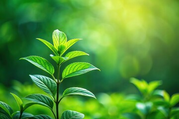 Obraz premium Green leafy plant against green background