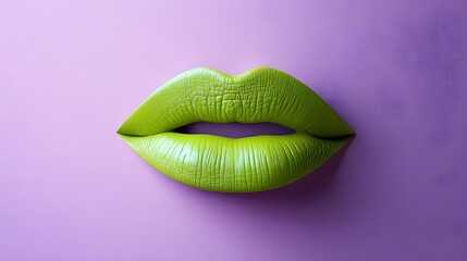 Fototapeta premium Close-up of green lips beauty fashion background.