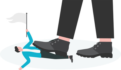 The oppressed, bullying defenseless businessman, the hegemony, the boss or capitalist, gives up the fight or resists,

