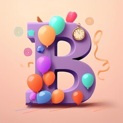 The letter B is made out of colorful balloons