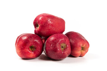 Fresh red delicious apples isolated on white background. 