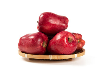 Fresh red delicious apples isolated on white background. 
