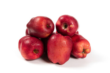 Fresh red delicious apples isolated on white background. 