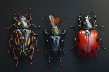 A pyramid of beetles, with three levels stacked on top of each other
