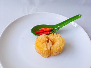 Gorengan : Fried food is one of the most popular types of snacks in Indonesia. Indonesian street food.Black background.