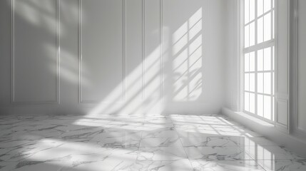 Obraz premium Sunlight Streaming through a Window in a White Room