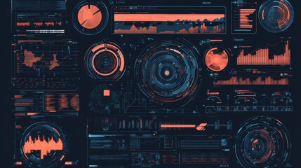 Fototapeta premium Asset Infographics Vector Elements Set for HUD Sci Fi Interfaces