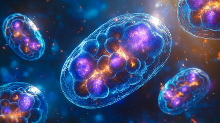 Cellular in action as mitochondria produce energy within cells, Biochemistry concept