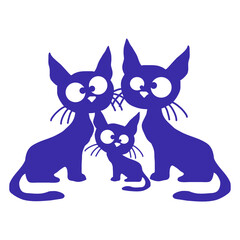 Obraz premium 3 Cat Kitten Child Kid Mom Dad Mother Father Family Baby