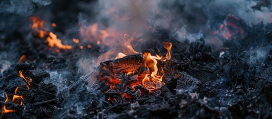 Flames Fire Safety Burning Trash Careless Behavior With Fire Black Smoke Air Pollution Caused By Incineration