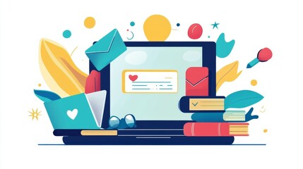 Asset E-learning, online education at home. Modern vector illustration concepts for website and mobile website development