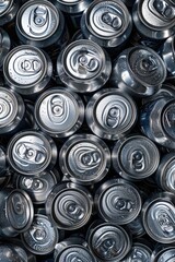 A stack of aluminum cans with the number six on them