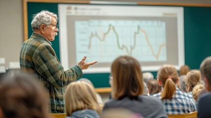 The speaker's enlightening lecture, delivered from the podium, keeps the auditorium filled with listeners on the edge of their seats.