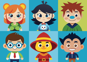 illustration of cartoon character vector icons set different style 