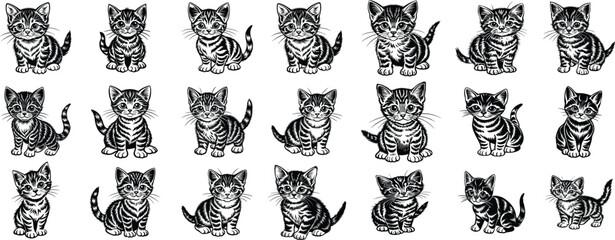 Cat dog pet frame, speech bubble cute set. Hand drawn sketch doodle line style animal pet frame design. Cat, dog paw cute talk speech bubble design. Puppy round footprint badge. Vector illustration.