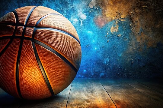 Grunge basketball background with orange, blue, black, and white colors